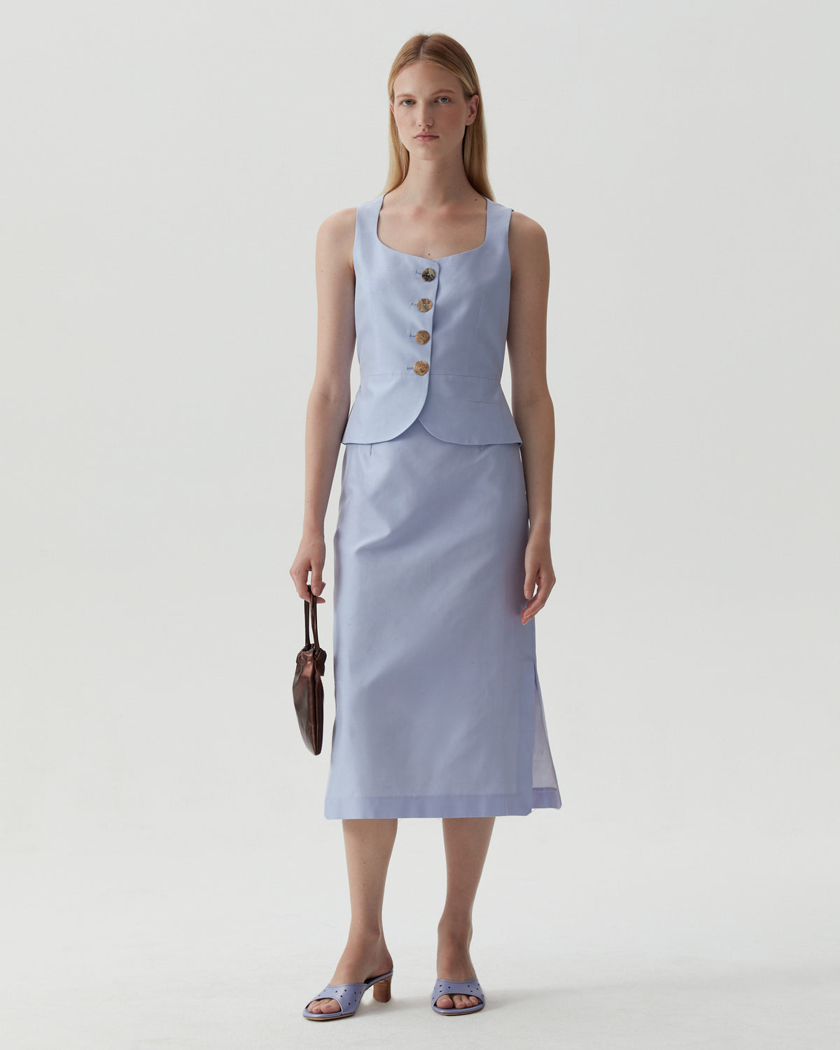 Justine Skirt Silk Cotton Taffeta Blue