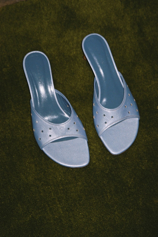 Bow Heel Leather Metallic Lilac