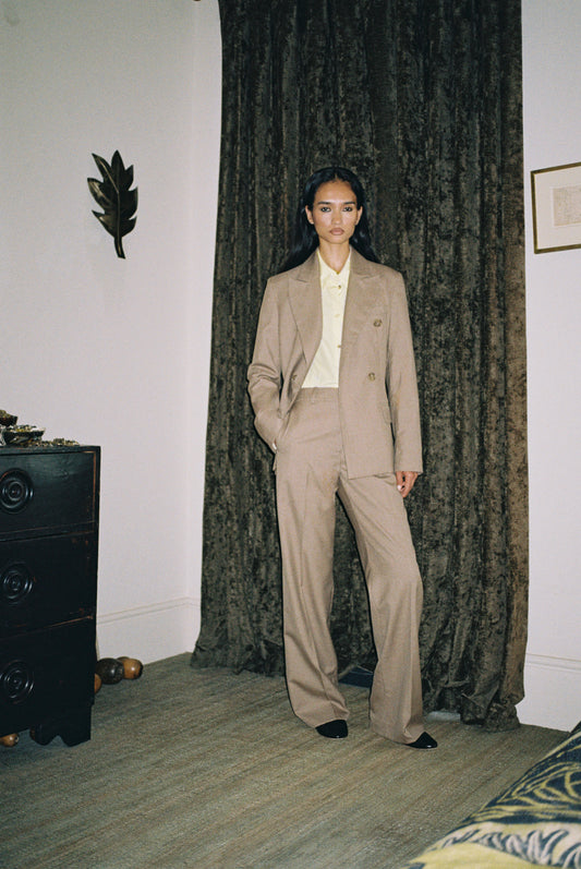 Olivia Blazer Wool Suiting Walnut