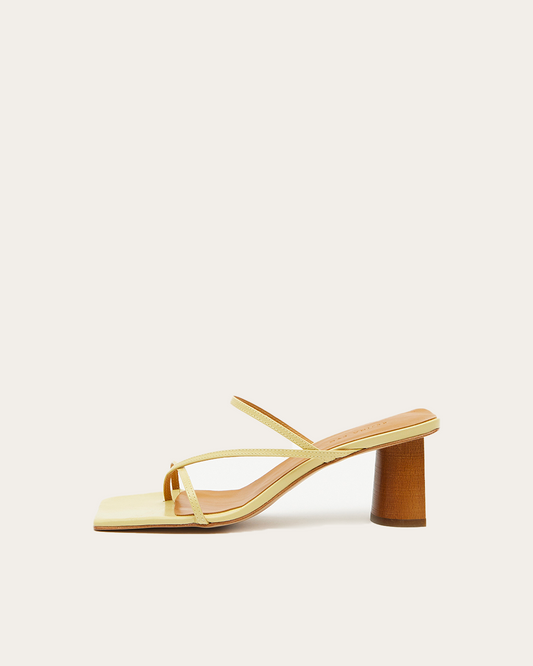 Harley Heeled Sandal 65mm Crinkle Butter Yellow - Final Sale