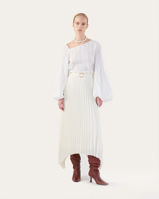 Dilan Skirt Pleated Satin Off-White