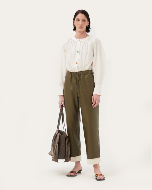 Noemi Trousers Faux Leather Green