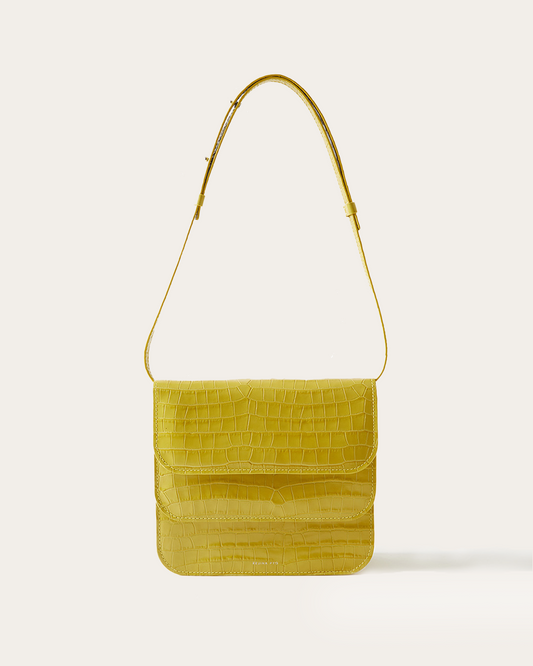 Ana Bag Leather Emboss Croc Yellow