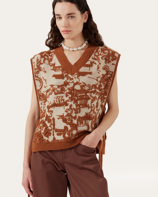 Citro Vest Alpaca Blend Jacquard Brown