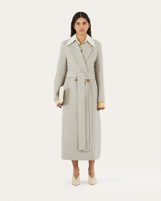 Gracie Coat Wool Blend Herringbone Beige