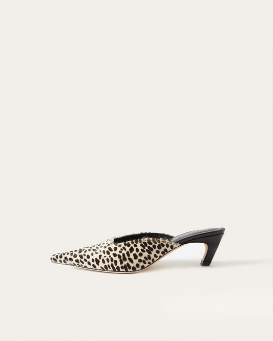 Mathilde Mule Pony Polkadot Black + White