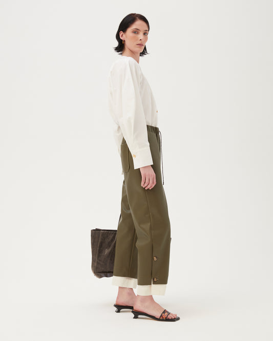 Noemi Trousers Faux Leather Green
