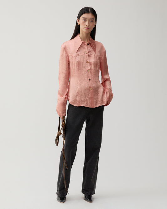 Camille Shirt Acetate Satin Pink