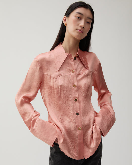 Camille Shirt Acetate Satin Pink