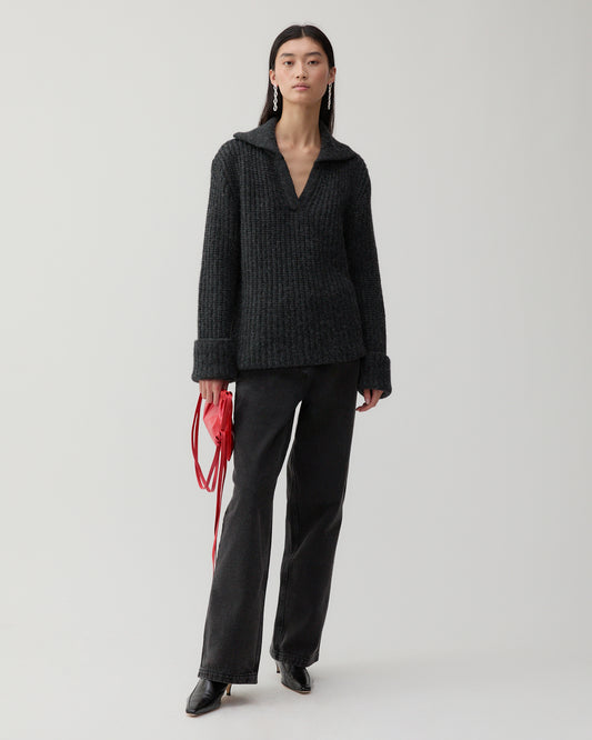 Alison Sweater Chunky Alpaca Dark Grey