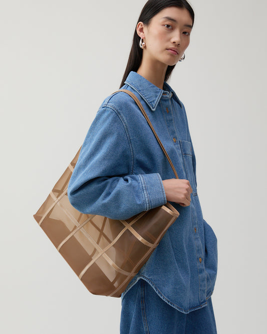 Ariah Tote Mesh + Leather Cappuccino