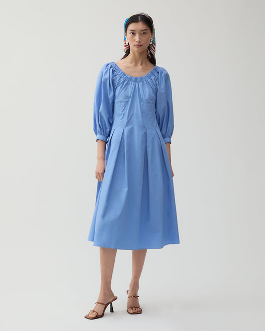 Greta Dress Organic Cotton Blue