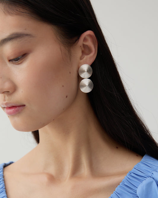 Asymmetric Spin Earrings Silver Plated