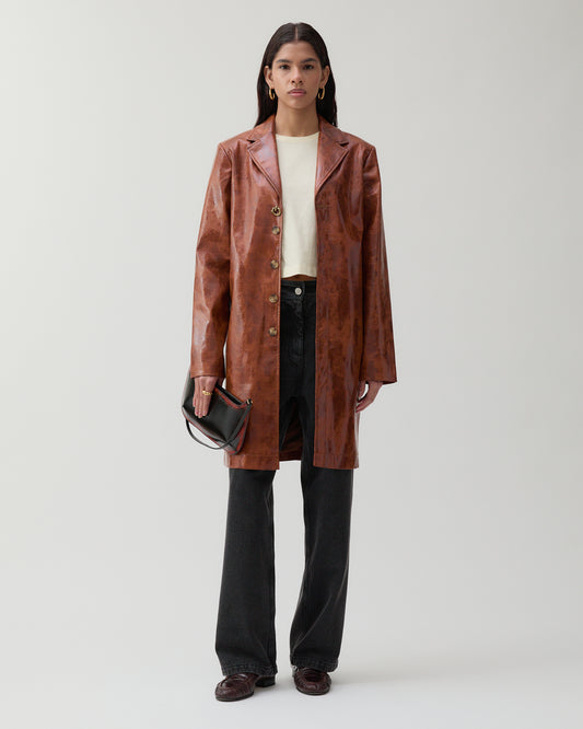 Samantha Jacket Faux Leather Brown
