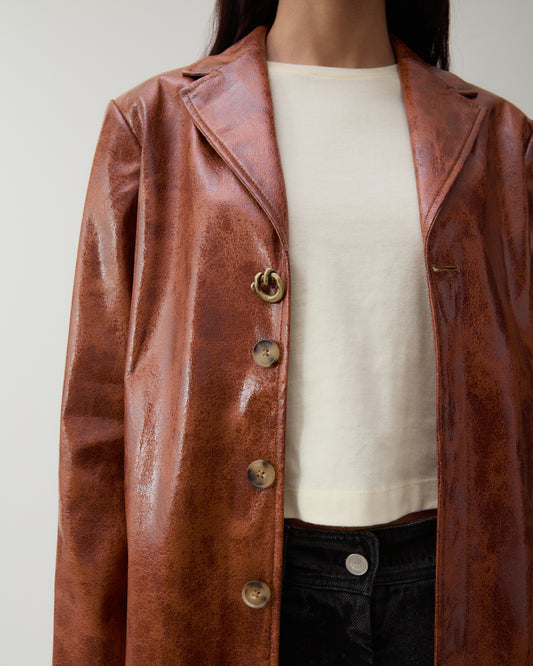 Samantha Jacket Faux Leather Brown
