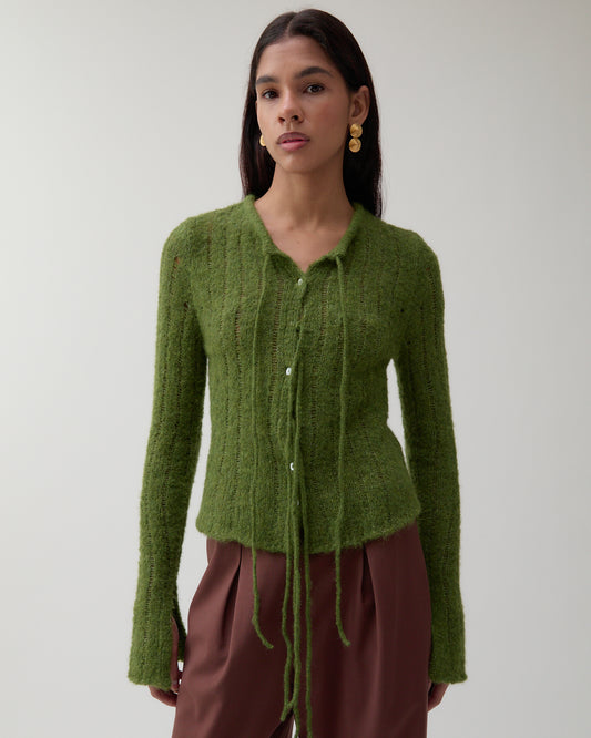 Robyn Cardigan Alpaca Green