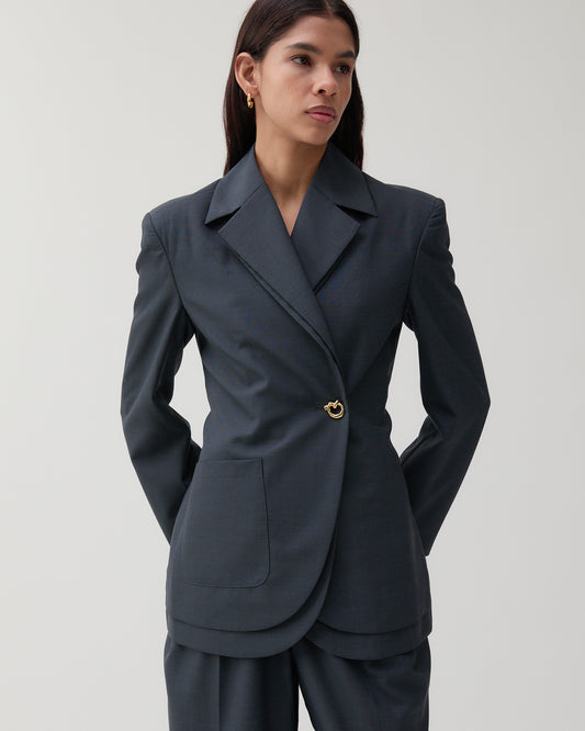 Johanna Blazer Wool Blend Suiting Slate