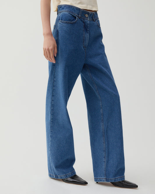 Maude Trousers Organic Cotton Denim Blue