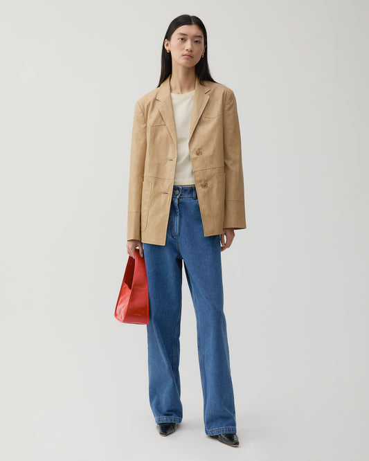 Andrea Jacket Faux Leather Beige