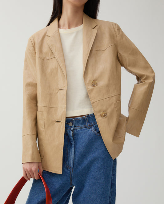 Andrea Jacket Faux Leather Beige