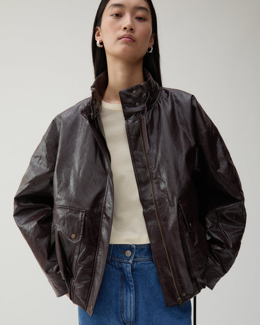 Sofie Jacket Faux Leather Burgundy