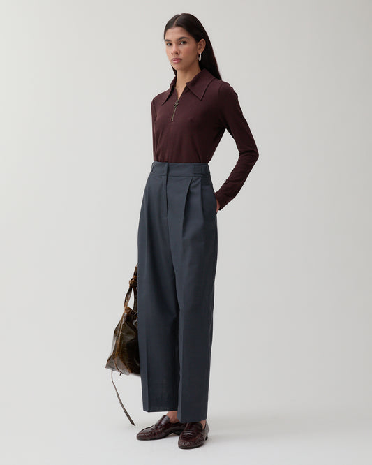 Eunah Trousers Wool Blend Suiting Slate