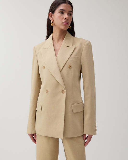 Dana Blazer Tencel Blend Suiting Beige