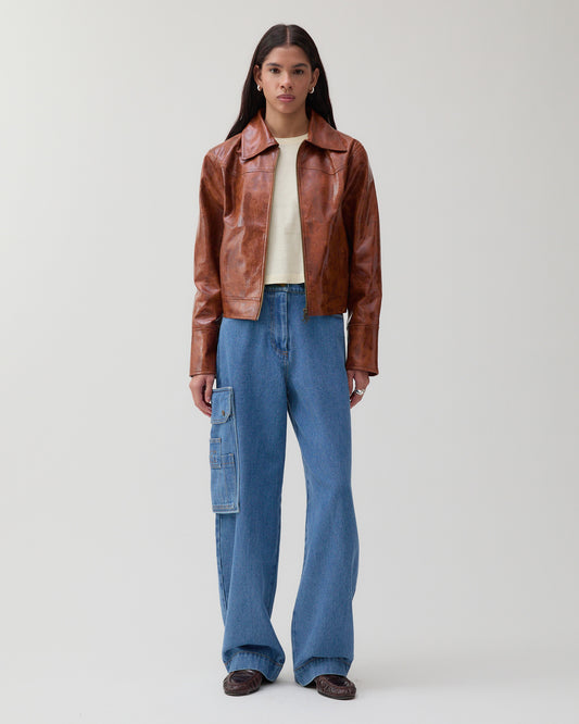 Rowan Jacket Faux Leather Brown