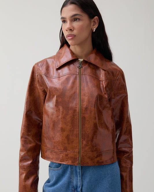 Rowan Jacket Faux Leather Brown