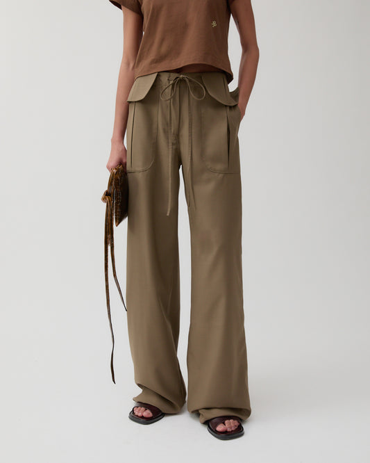 Sonia Trousers Wool Blend Olive