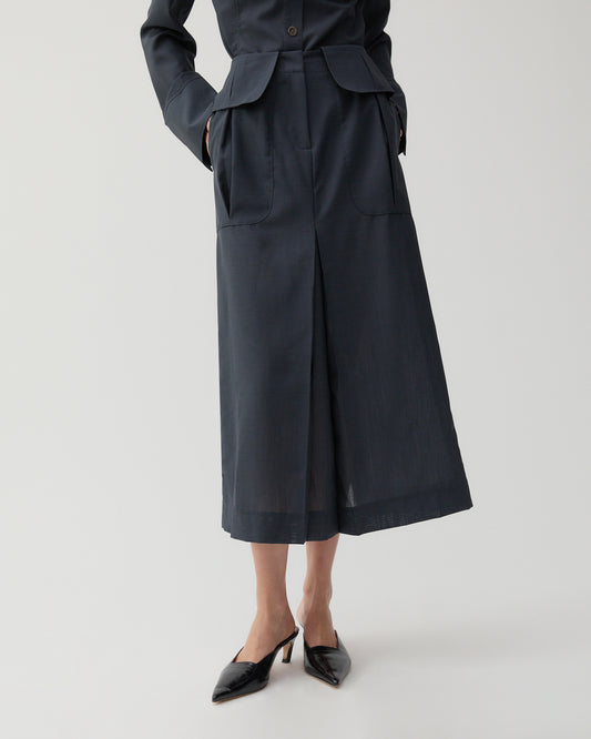 Lila Skirt Wool Blend Suiting Slate