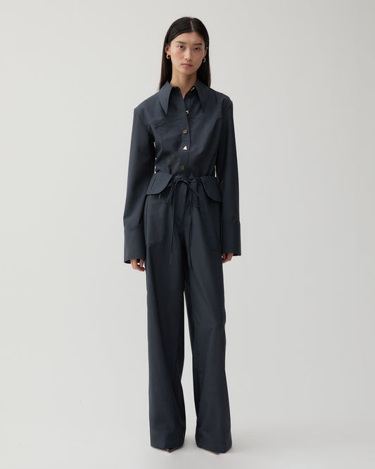 Sonia Trousers Wool Blend Suiting Slate