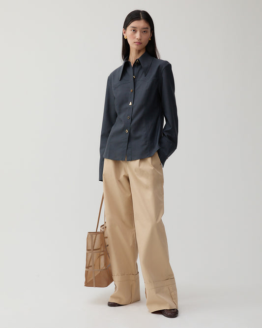 Camille Shirt Wool Blend Suiting Slate