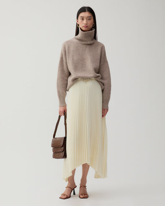 Dilan Skirt Pleated Satin Off-White