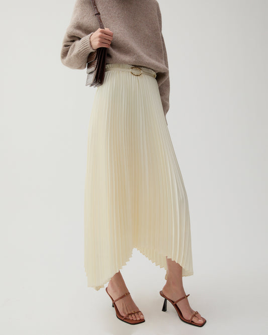 Dilan Skirt Pleated Satin Off-White
