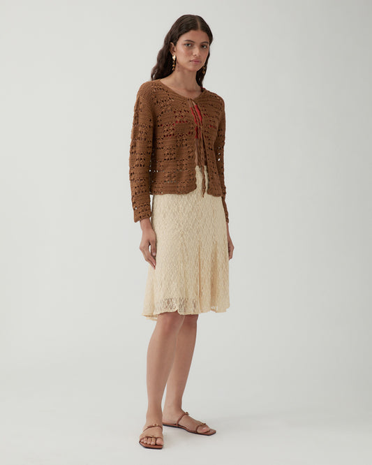 Caro Cardigan Organic Cotton Chestnut