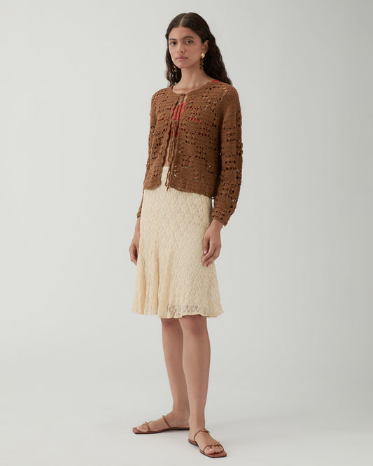 Caro Cardigan Organic Cotton Chestnut