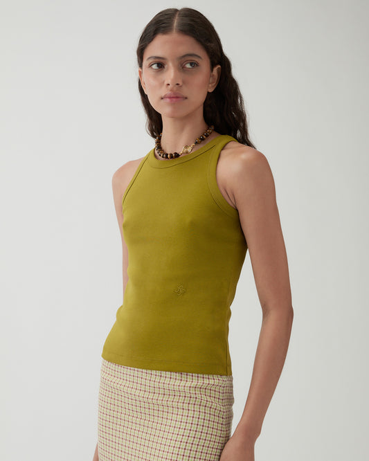 Bailey Tank Cotton Blend Jersey Green
