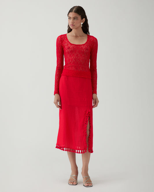 Hadley Top Lace Red