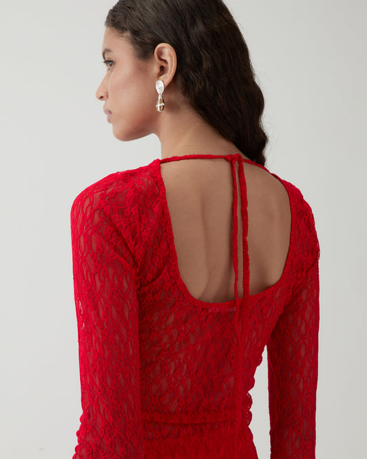 Hadley Top Lace Red