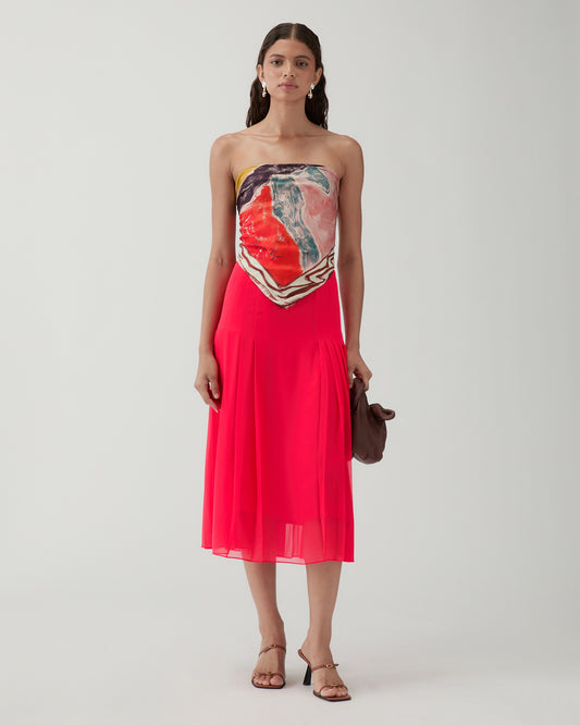 Miwa Skirt Chiffon Hot Pink