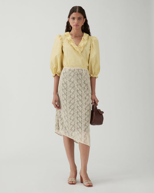 Eva Skirt Floral Lace Cream