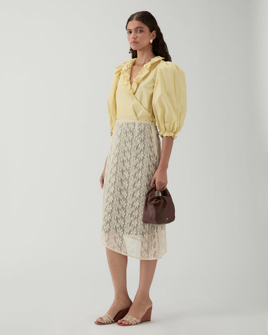 Eva Skirt Floral Lace Cream