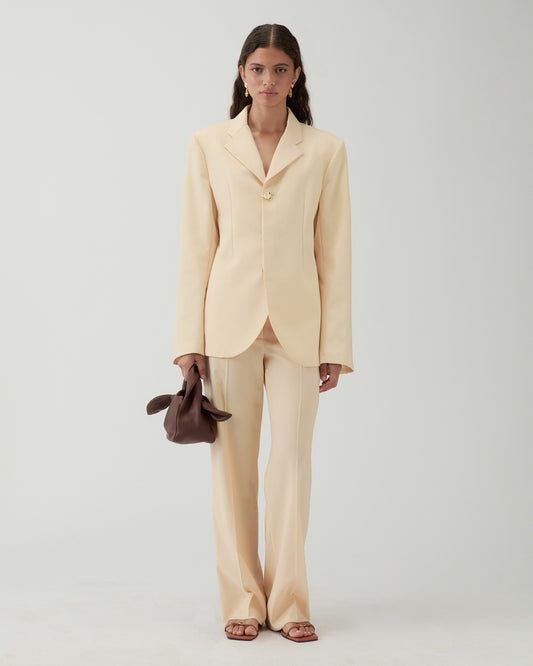 Isla Blazer Wool Blend Suiting Butter