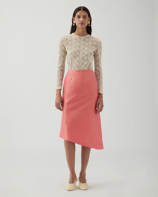 Eva Skirt Silk Taffeta Coral
