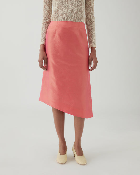 Eva Skirt Silk Taffeta Coral