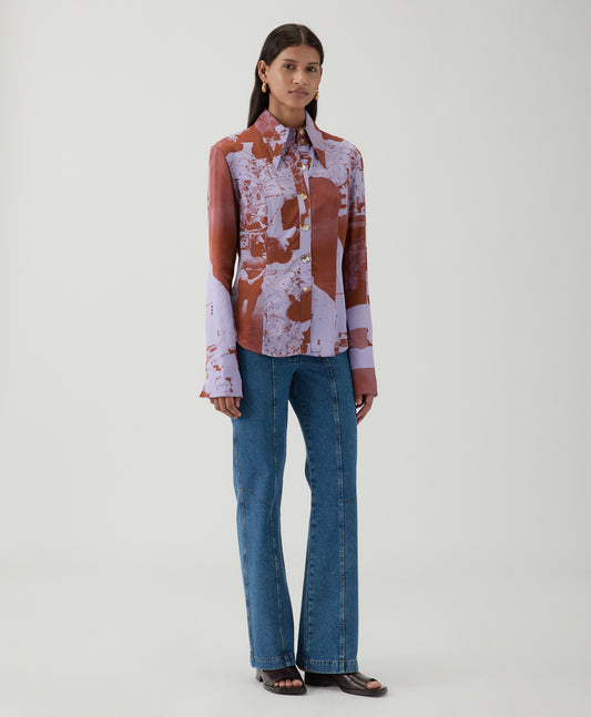 Camilla Shirt Viscose Twill Print Purple