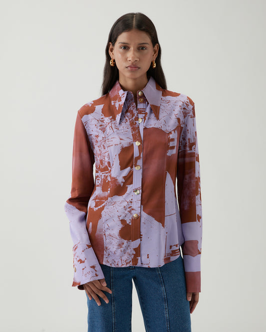 Camilla Shirt Viscose Twill Print Purple