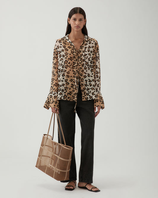 Saskia Shirt Viscose Chiffon Print Beige