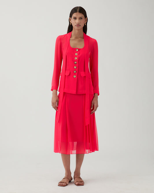 Kekoa Top Chiffon Hot Pink